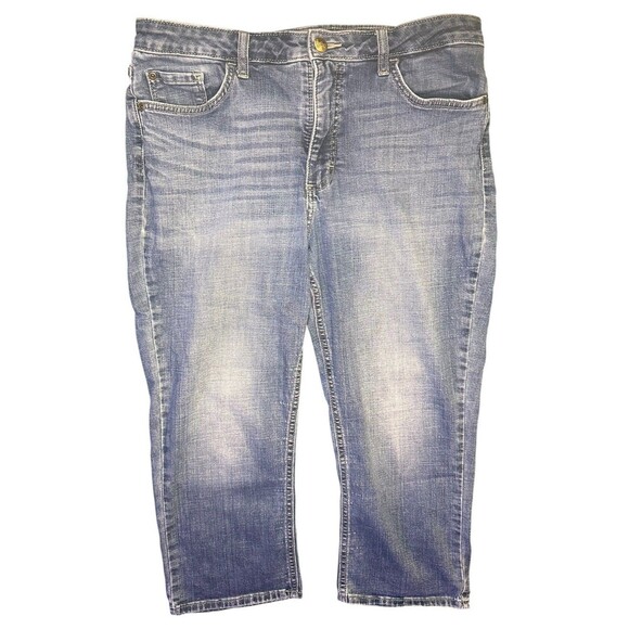 Lee Women’s Capri Jeans Size 14 Medium Blue Stretch Denim Cropped Pants - Picture 1 of 6